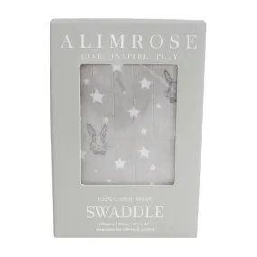 Alimrose Muslin Swaddle - Bunny Star Grey