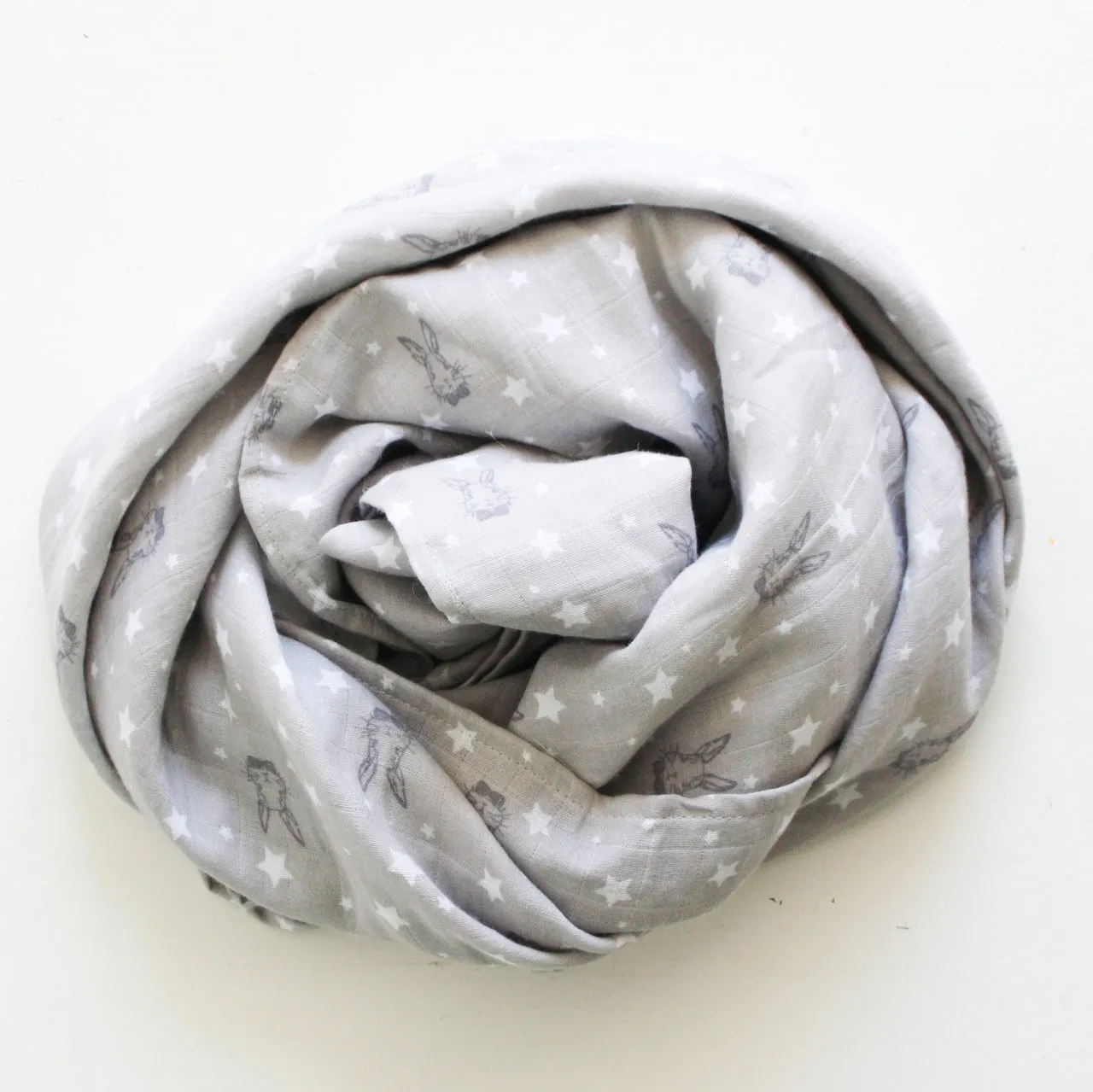 Alimrose Muslin Swaddle - Bunny Star Grey