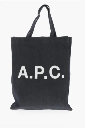 A.P.C. Denim Tote Bag with Printed Logo