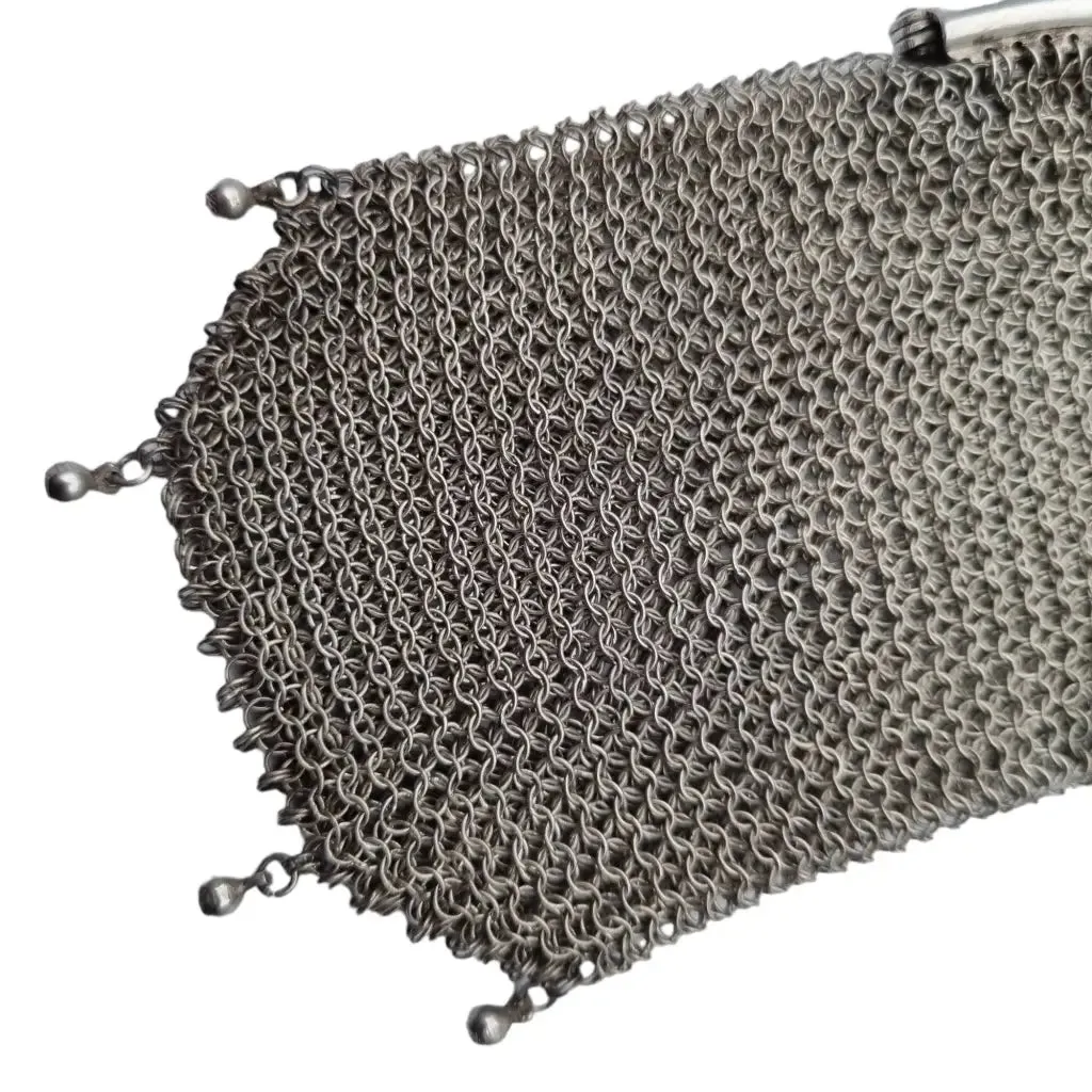 Art nouveau antique silver mesh bag, collecting.