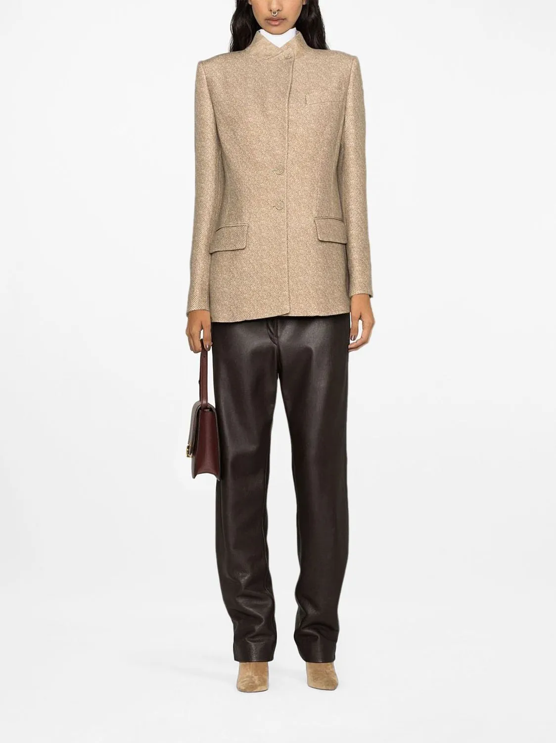 Beige printed wool jacket