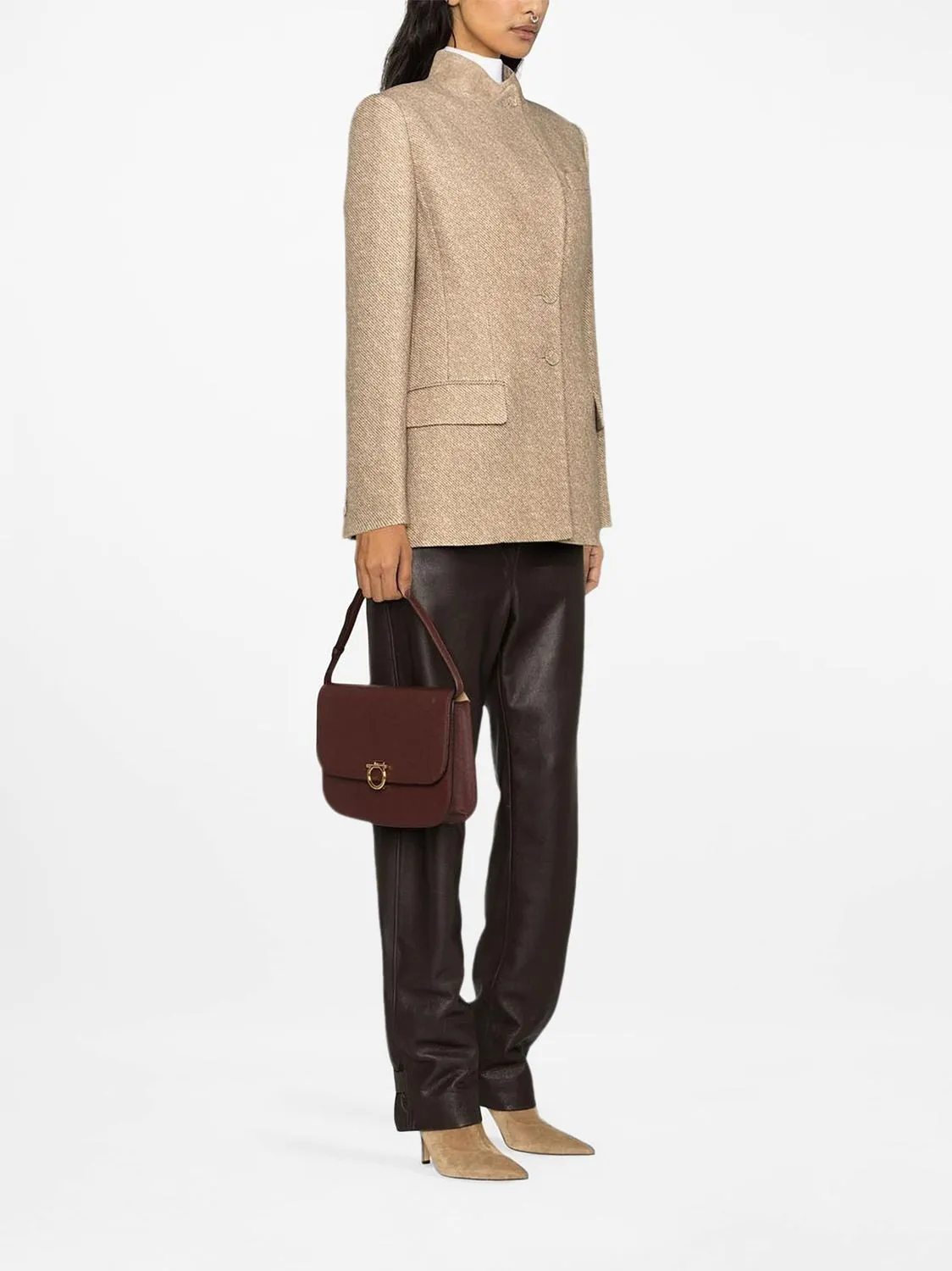 Beige printed wool jacket