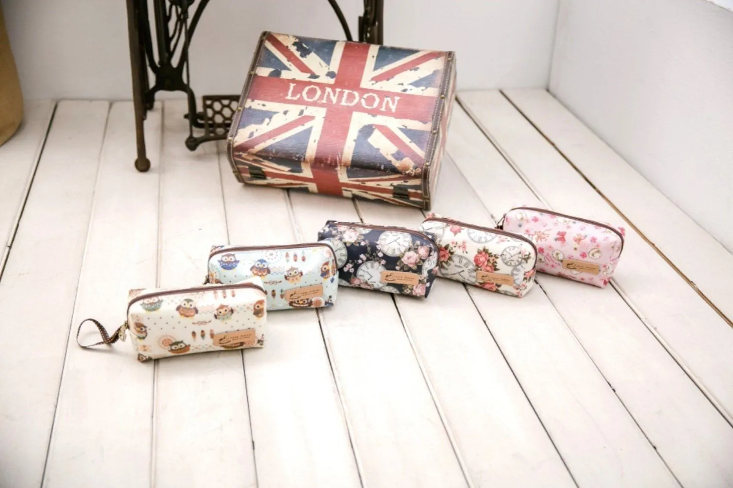 Blue Penguin Market Rectangle Cosmetic Bag