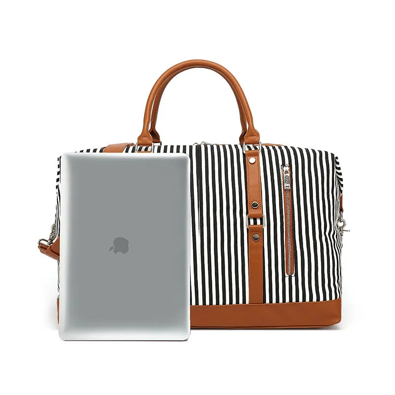 Canvas Tote Travel Bags Canvas Leather Shoulder Bag Unisex Canvas Overnight Bag Weekender Bags Gift Idea