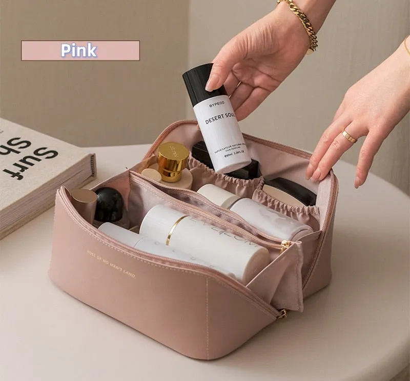 Comfortable Ladies Spacious Pu Leather Travel Cosmetic Bag
