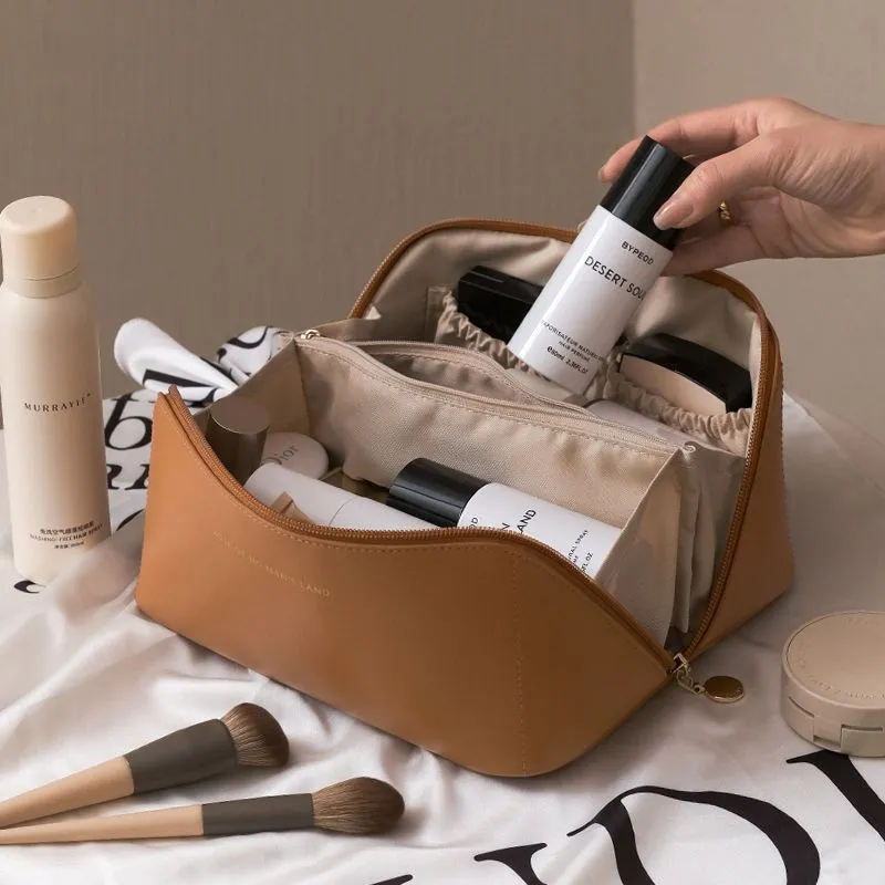 Comfortable Ladies Spacious Pu Leather Travel Cosmetic Bag