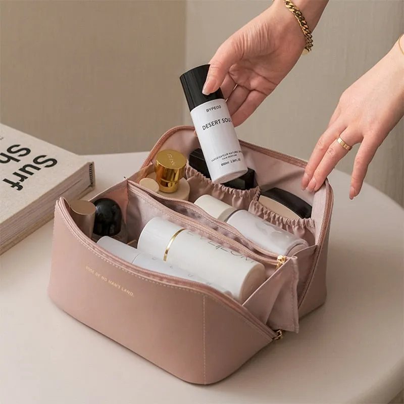 Comfortable Ladies Spacious Pu Leather Travel Cosmetic Bag