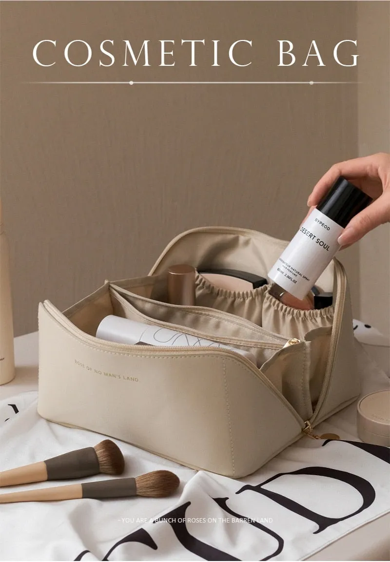 Comfortable Ladies Spacious Pu Leather Travel Cosmetic Bag