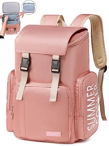 Cooler Backpack Pink- Insulated Hiking Backpack for Women Men Insulated Leak-Proof Waterproof Soft Cooler Bag Cooler Bookbag Thermal Lunch Backpack for Beach, Beverage, Travel, Camping, Picnic, Car