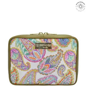 Fabric with Leather Trim Travel Jewelry Organizer - 13003