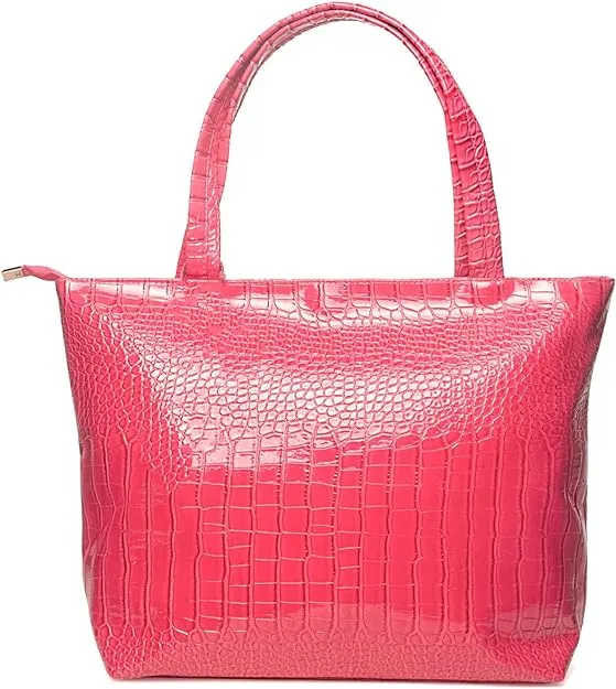 Fashionable Red Crocodile Printed Tote Style Handbag
