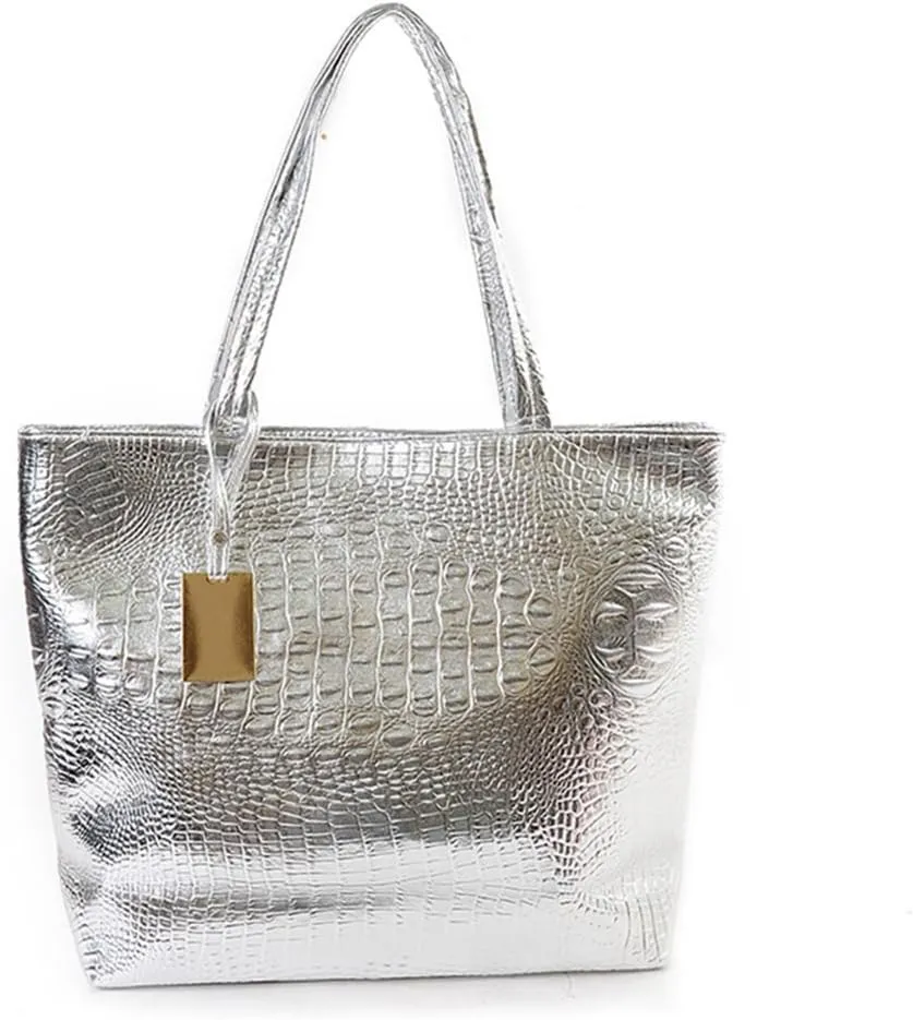 Fashionable Red Crocodile Printed Tote Style Handbag