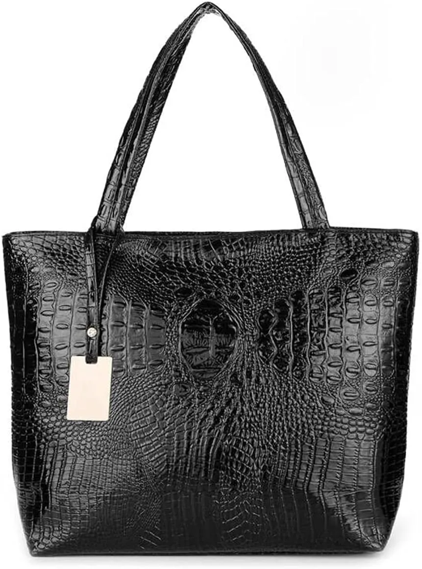 Fashionable Red Crocodile Printed Tote Style Handbag