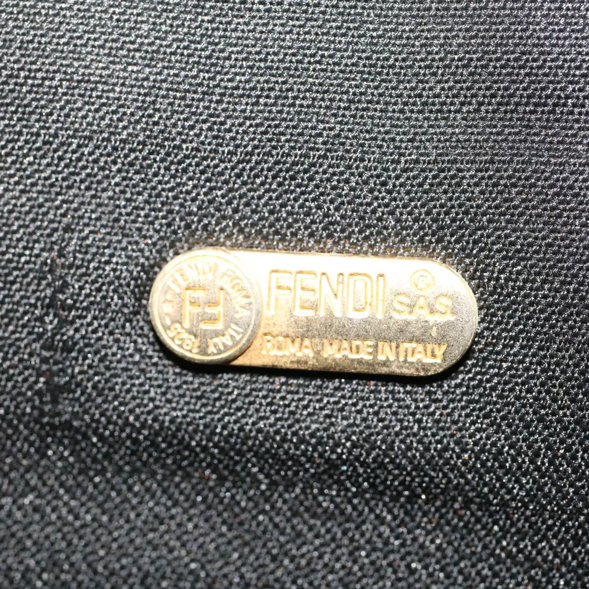 FENDI Pecan Canvas Shoulder Bag Leather Black Brown  yb229