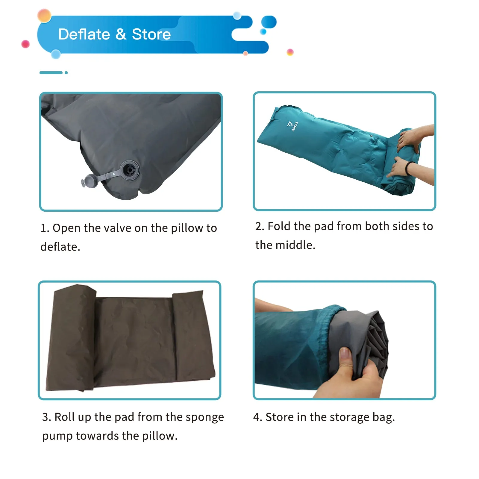 Inflating Sleeping Pad with Built-in Pump Blue/Grey