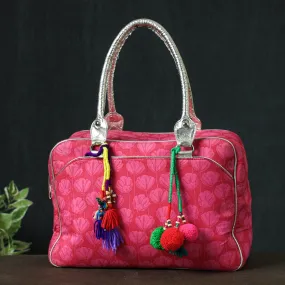 Jaipur Multicolour Printed Cotton Handbag with Tassels by Nidhi