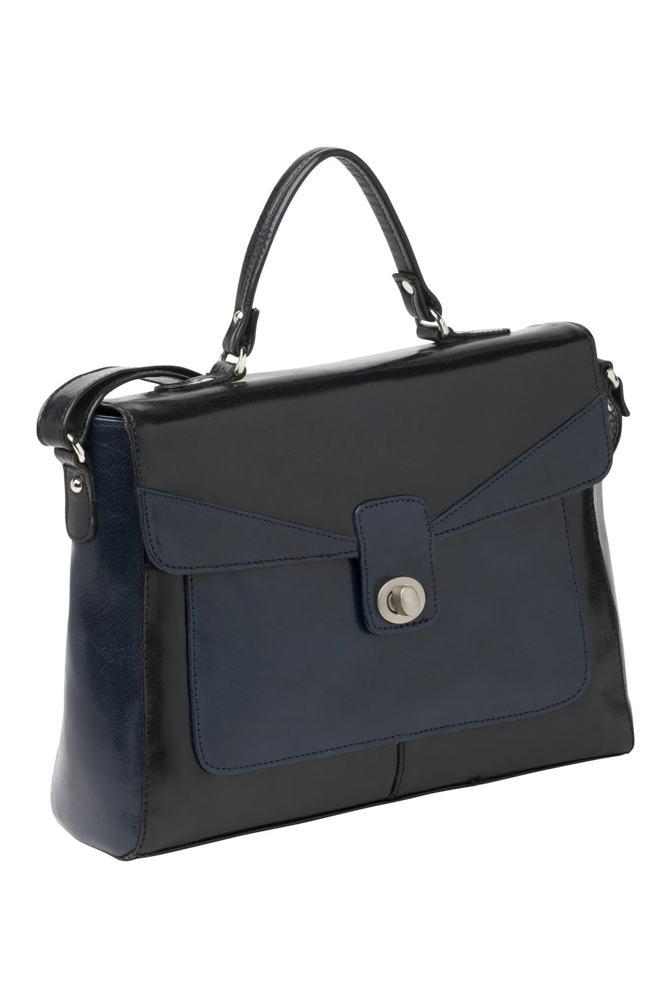 LEAH TWO TONE LEATHER SHOULDER BAG
