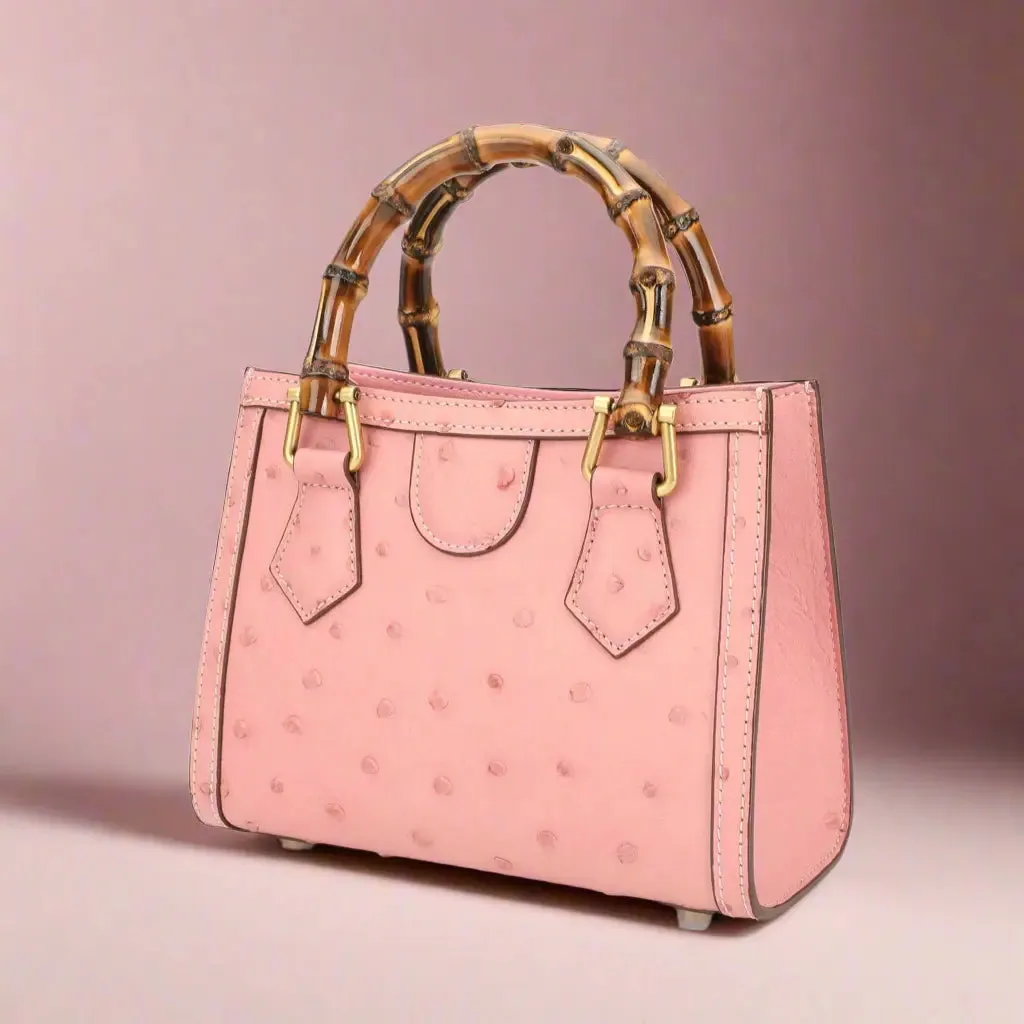 Mercy Pink Ostrich Leather Handbag