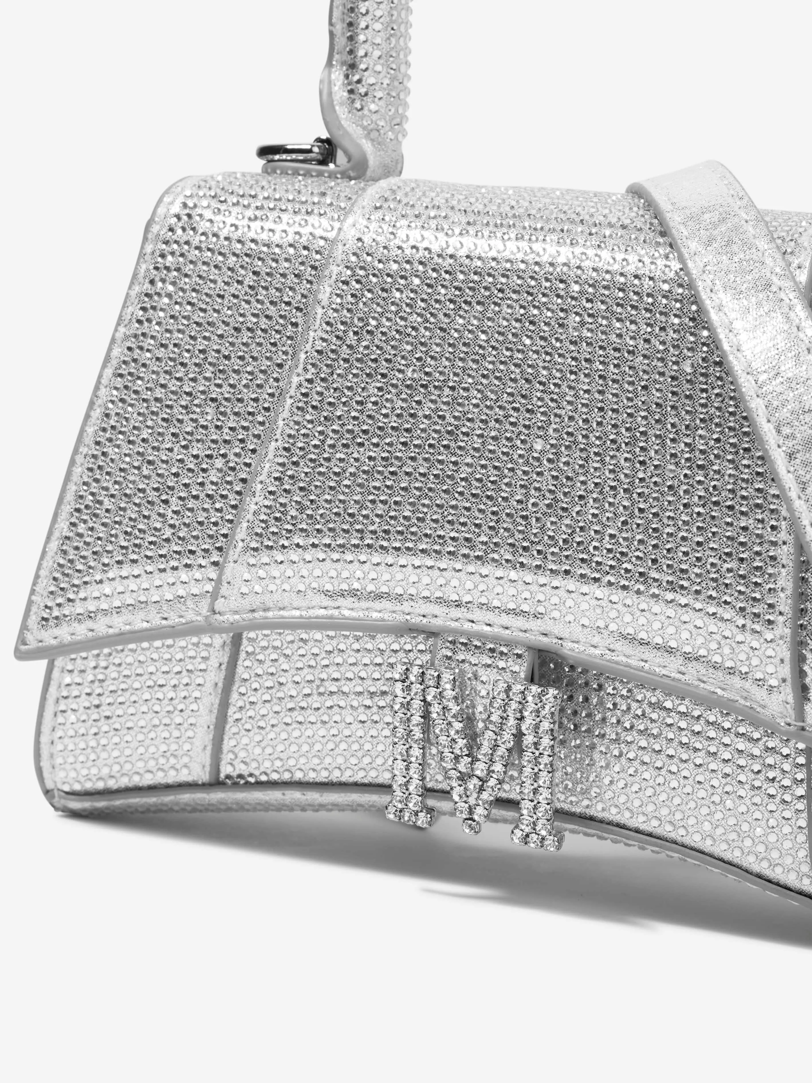 Monnalisa Girls Diamante Logo Handbag in Silver