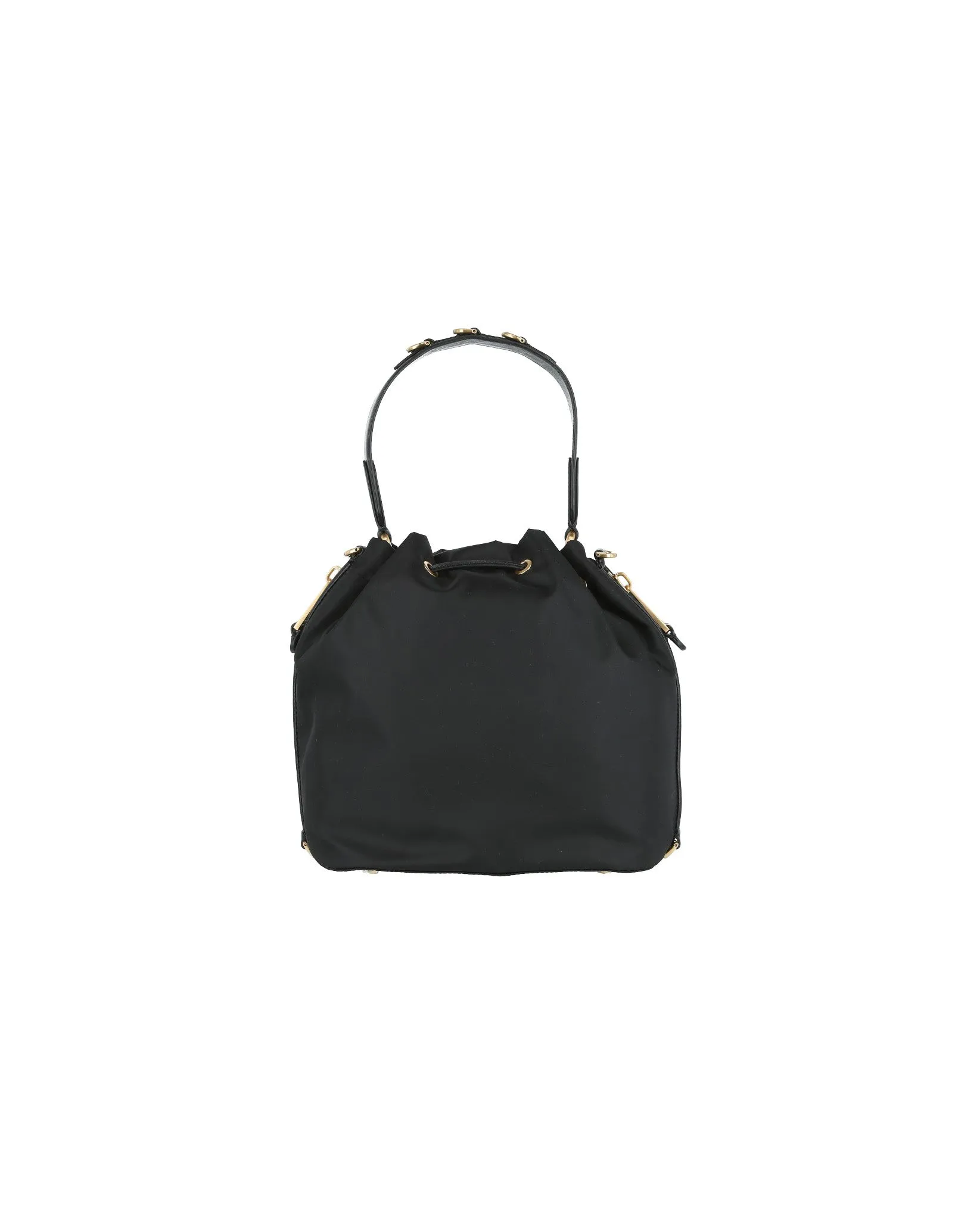 Moschino Logo Plaque Drawstring Bucket Bag