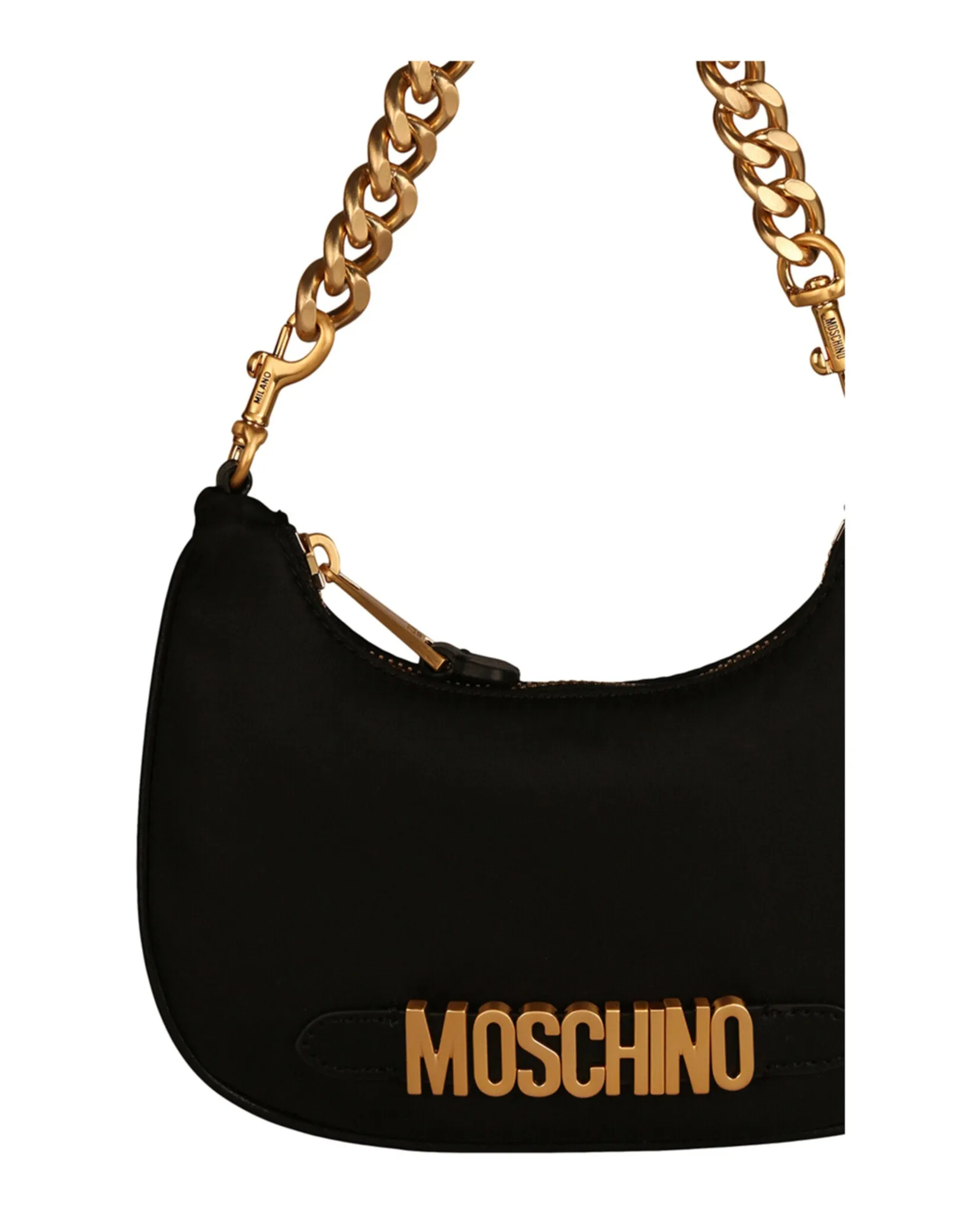 Moschino Logo Plaque Nylon Shoulder Bag