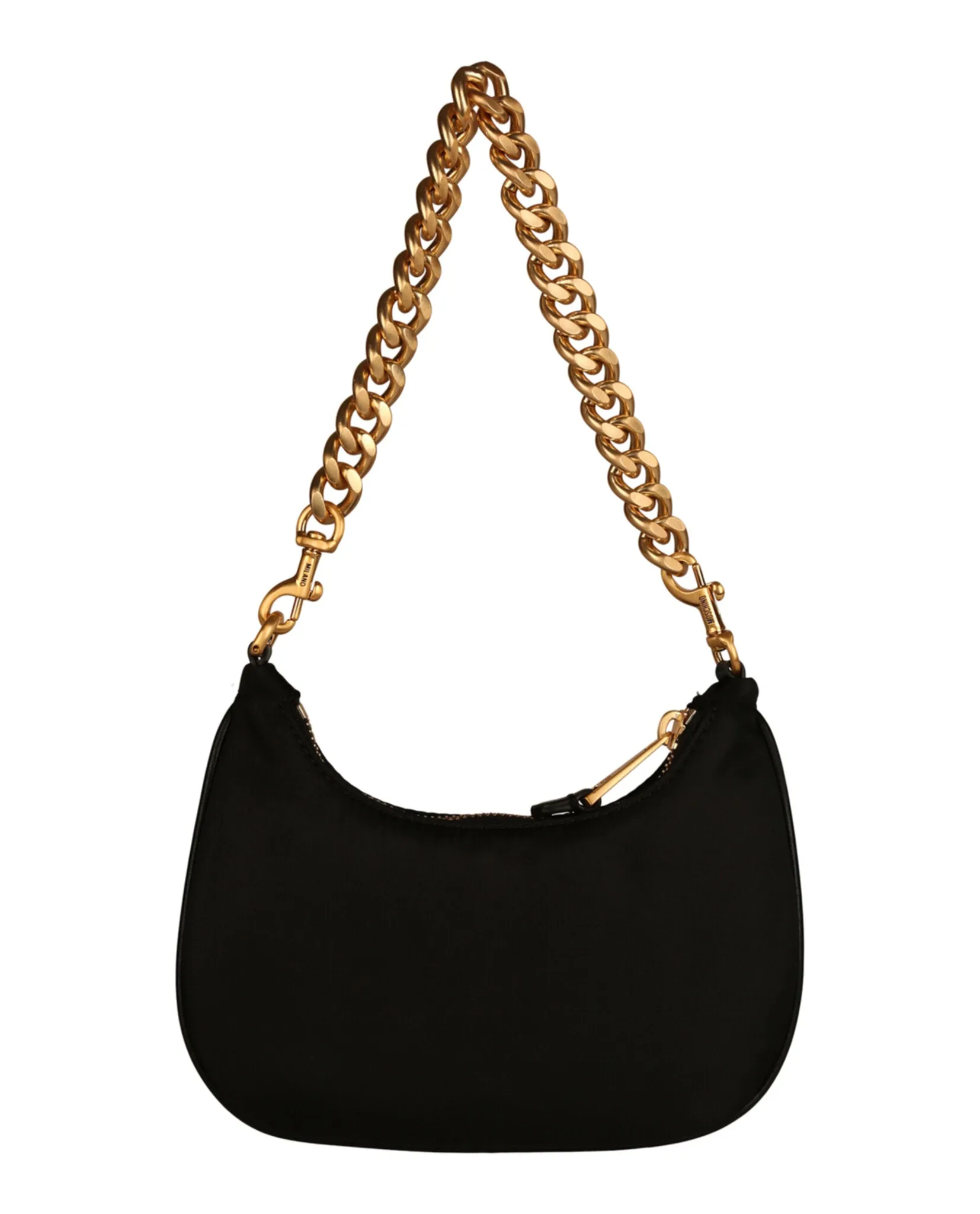 Moschino Logo Plaque Nylon Shoulder Bag