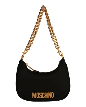 Moschino Logo Plaque Nylon Shoulder Bag