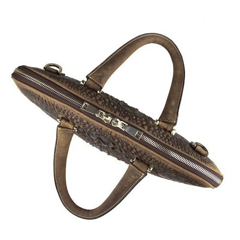 Quintessential Crocodile Style Genuine Leather Handbag for Men