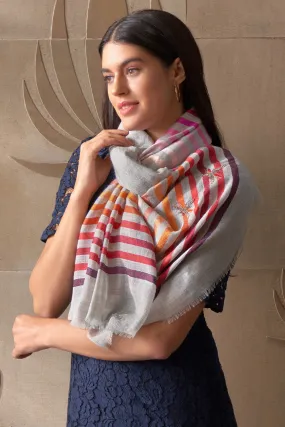 Rainbow Wings | Embroidered Wool Silk Stole