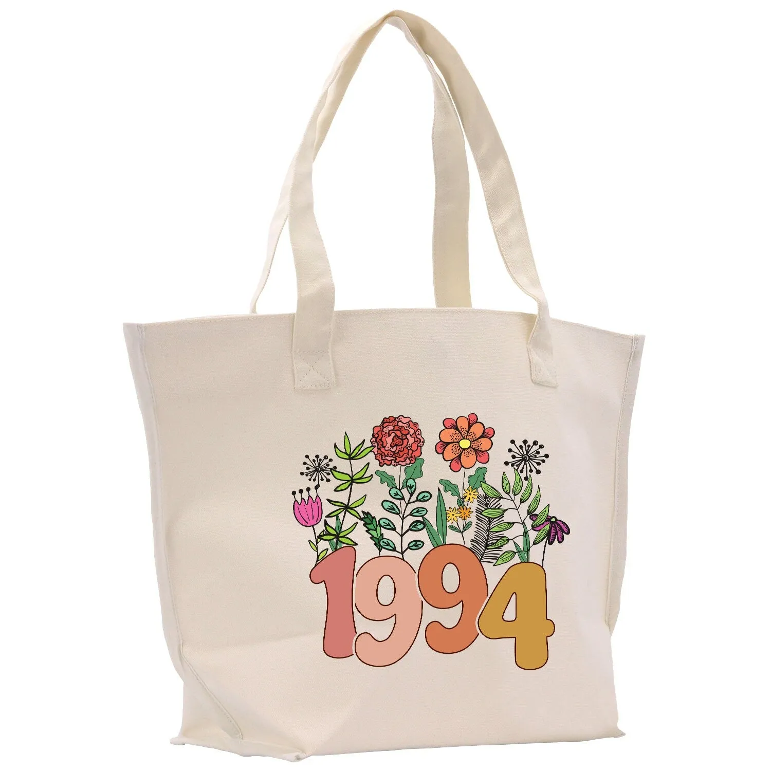Retro Wildflower 30th Birthday Celebration Gift Canvas Hand Bag 30th Birthday Gift Hand Bag for Her Custom Birthday Gift (RWT1003)