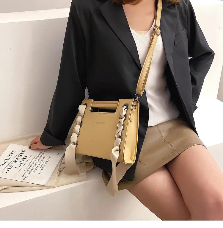 Ribbon Faux Leather Fashion Handbag
