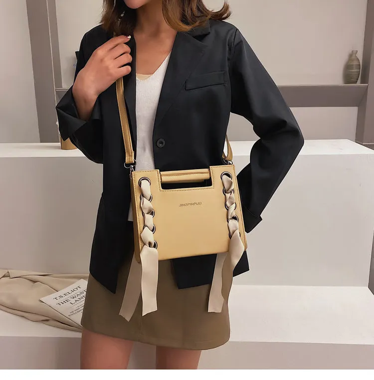 Ribbon Faux Leather Fashion Handbag