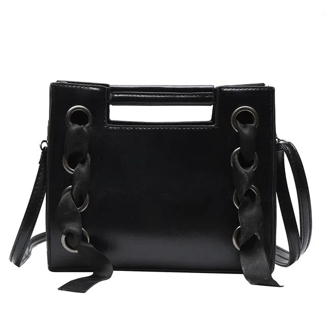Ribbon Faux Leather Fashion Handbag