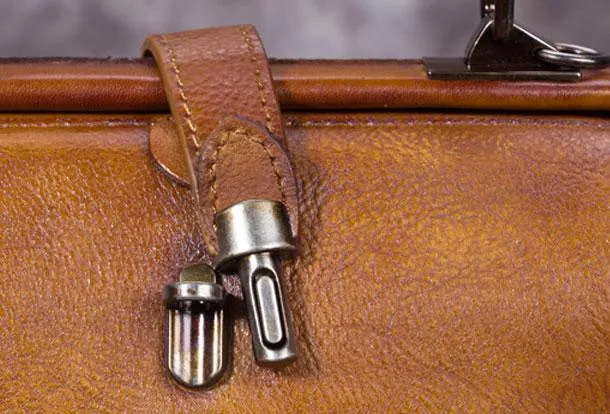 Small Vintage Leather Doctors Bag Satchel Purse For Women
