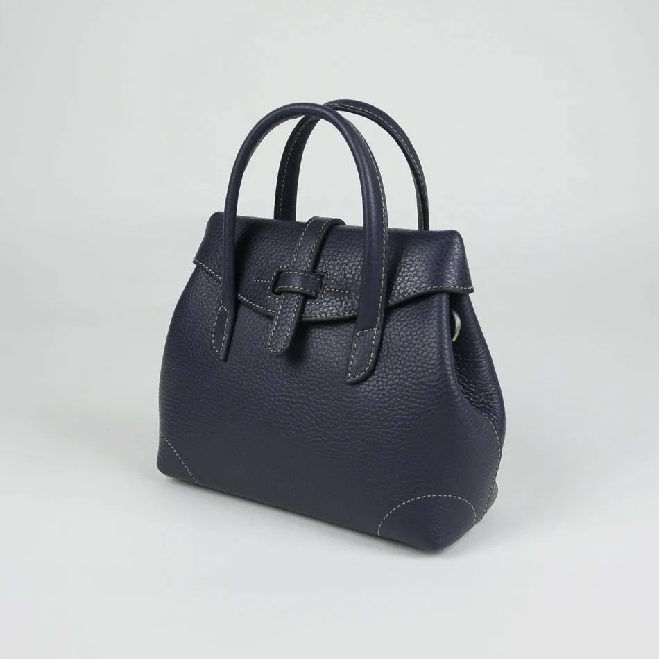 Small Womens Black Leather Handbag Purse Leather Navy Mini Shoulder Bag Handbag Purse for Ladies