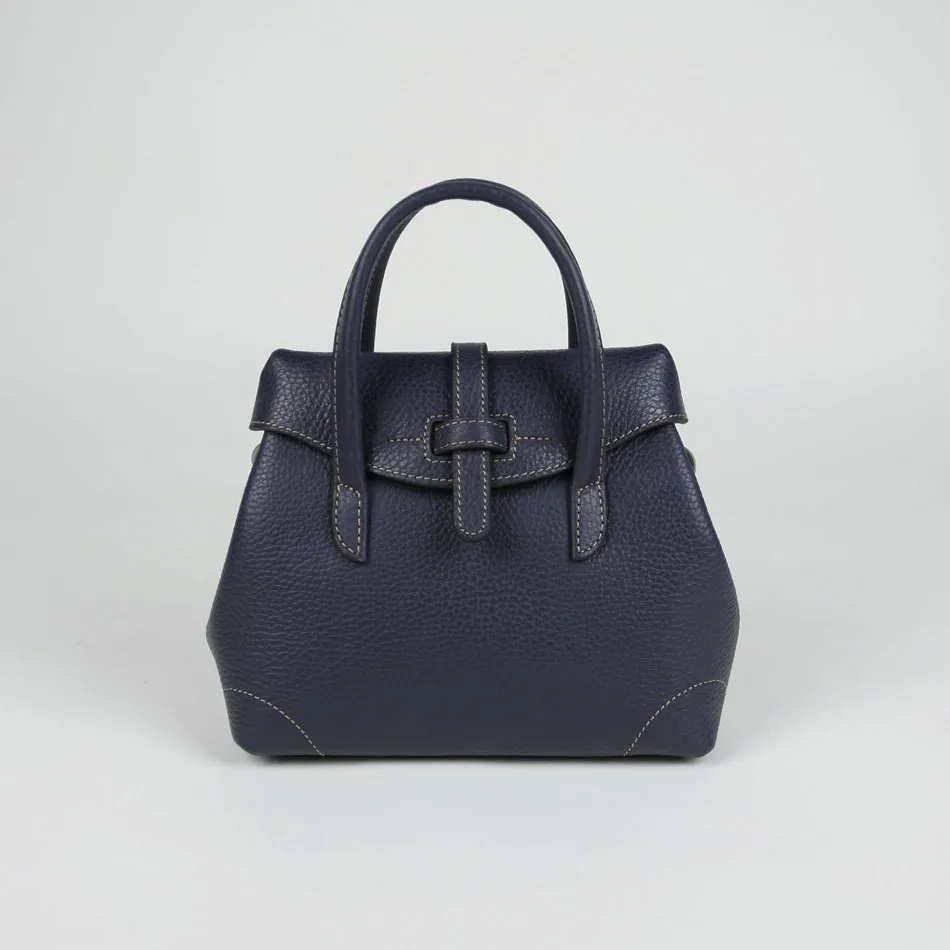 Small Womens Black Leather Handbag Purse Leather Navy Mini Shoulder Bag Handbag Purse for Ladies