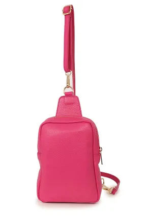 Tara - Italian Leather Sling Bag - Raspberry, Pebbled