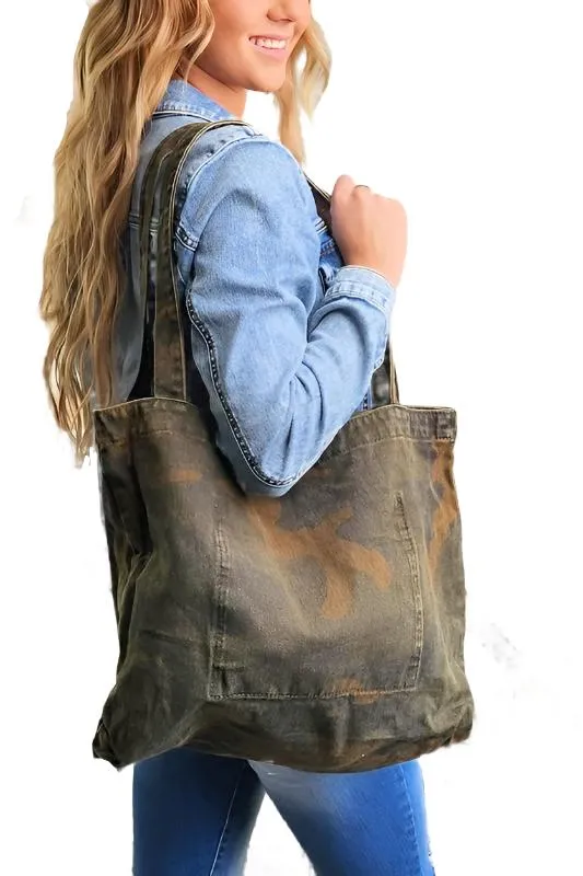 TEEK - Camo Cotton Canvas Tote Bag Purse