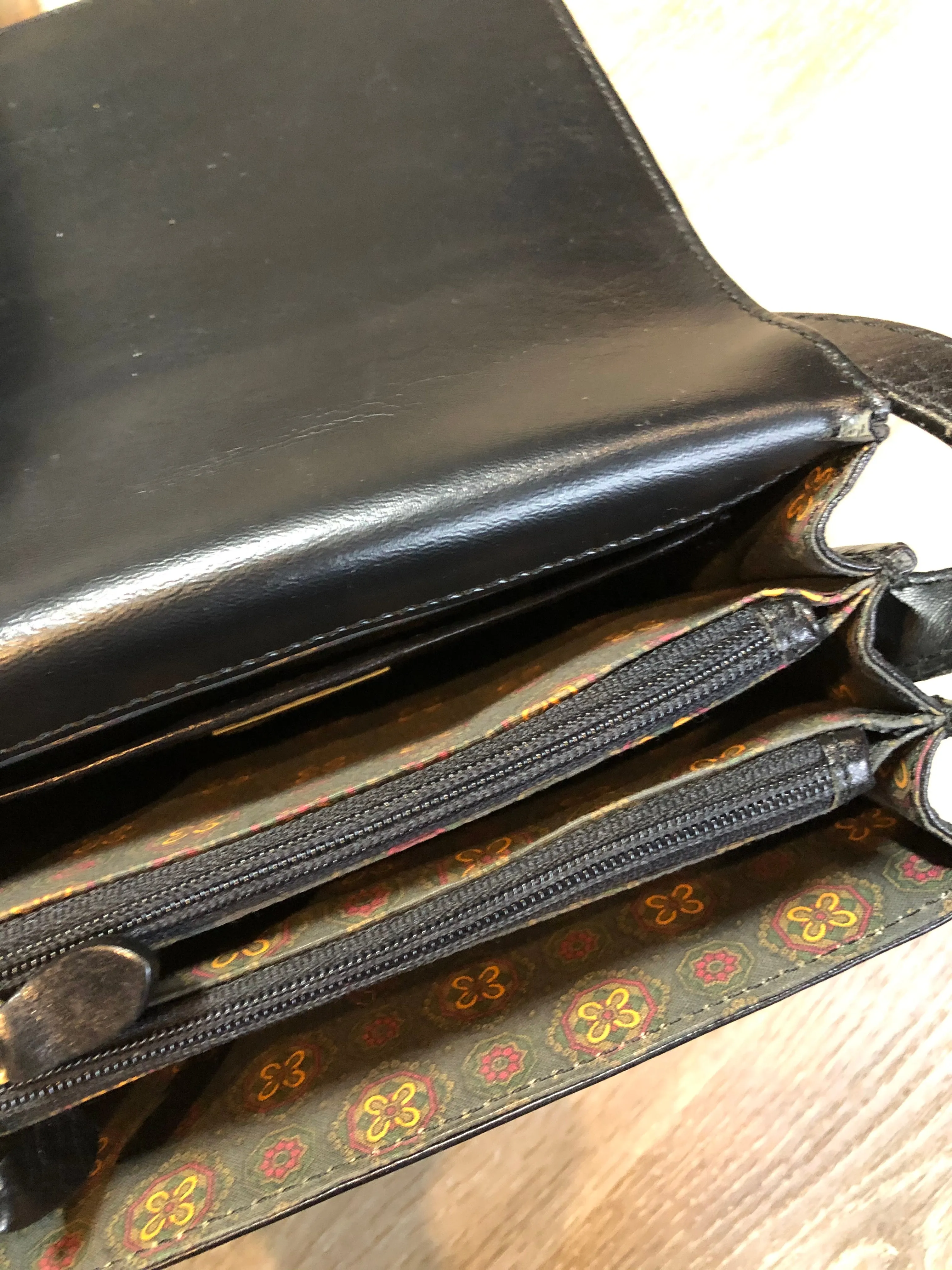 Vintage Stephane Black Leather Crossbody Bag, SOLD