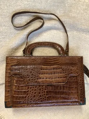 Vintage Veneto Brown Reptile Skin Satchel